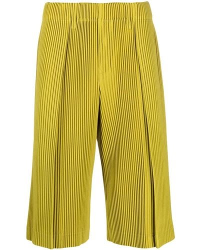 Homme Plissé Issey Miyake Plissé Tailored Bermuda Shorts - Yellow