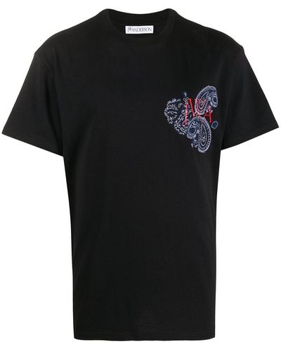JW Anderson T-shirt Met Geborduurd Logo - Zwart