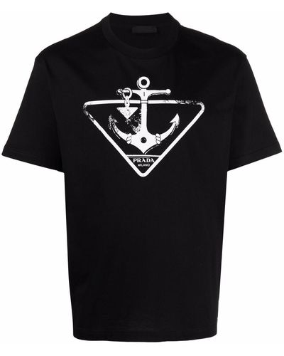 Prada T-shirt Met Logoprint - Zwart