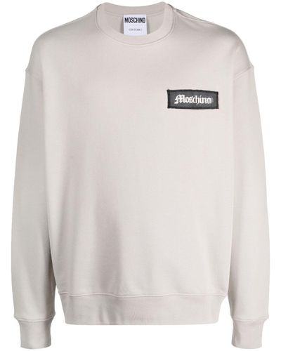 Moschino Pull en coton biologique à patch logo - Blanc