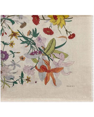 Gucci Flora-print Jacquard Shawl - Multicolour