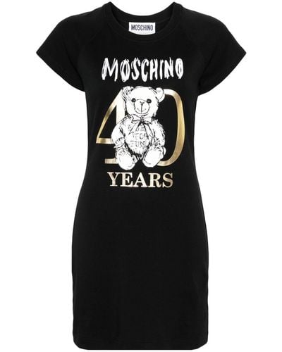 Moschino T-Shirtkleid mit Logo-Print - Schwarz