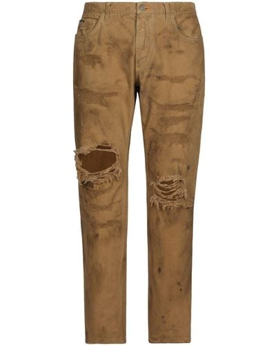 Dolce & Gabbana Ripped Slim-fit Jeans - Natural