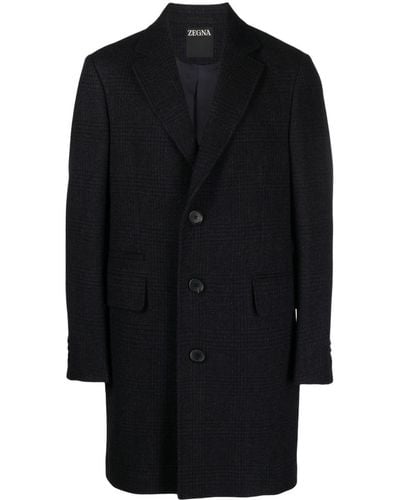 Zegna Plaid Check-pattern Knitted Coat - Black