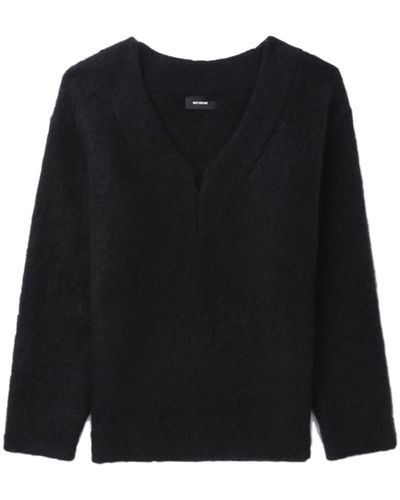 we11done V-neck Mohair-blend Sweater - Black