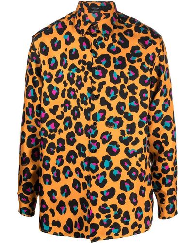 Versace Camisa Daisy con motivo de leopardo - Naranja