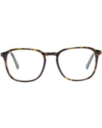 Moncler Eckige Brille mit Logo-Print - Braun