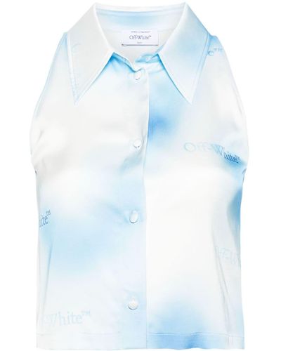 Off-White c/o Virgil Abloh Logo-print gradient shirt - Blau