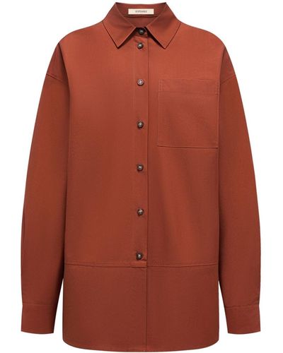 12 STOREEZ Drop-shoulder Cotton Shirt - Orange