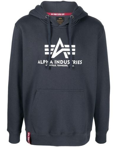 Alpha Industries Sudadera con logo y capucha con cordones - Azul