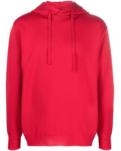 John Smedley Virgin Wool Drawstring Hoodie - Red