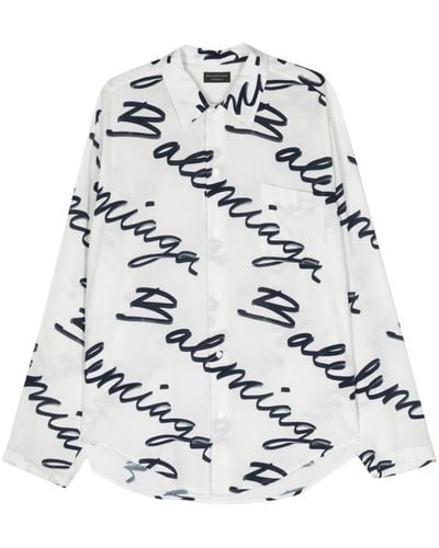 Balenciaga Logo-print Poplin Shirt - White