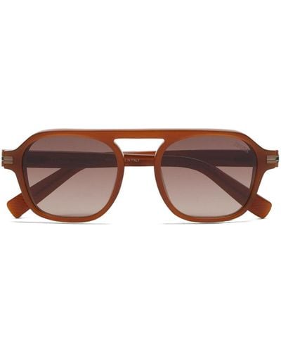 Zegna Aurora Ii Pilot-frame Sunglasses - Brown