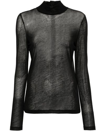 Helmut Lang Sheer Turtleneck Long-sleeve T-shirt - Black