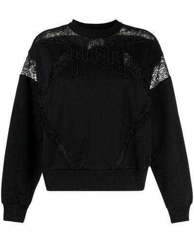 Philipp Plein Sweat à empiècements en dentelle - Noir