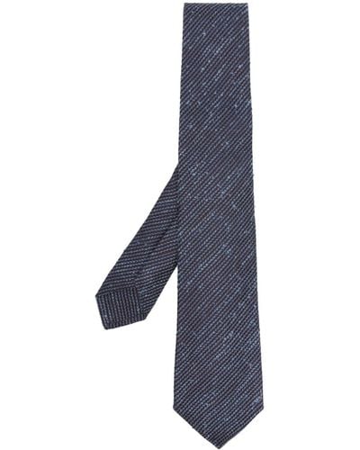 Kiton Embroidered Silk Tie - Blue