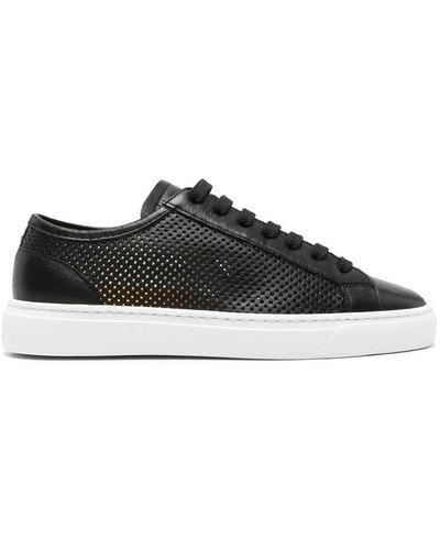 Doucal's Perforated Leather Trainers - Black