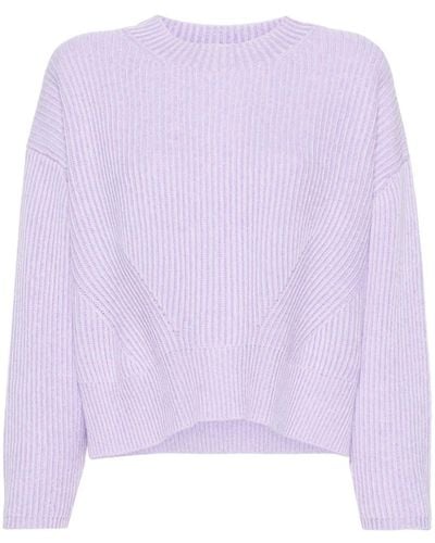 Allude Crew-neck Ribbed-knit Jumper - Purple