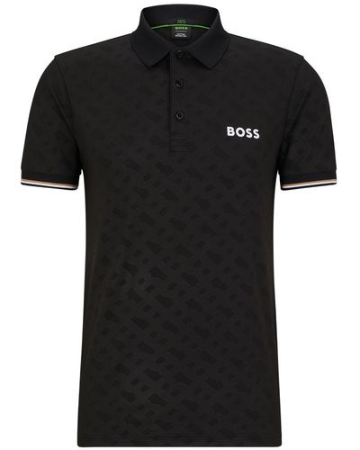 BOSS X Matteo Berrettini モノグラム ポロシャツ - ブラック