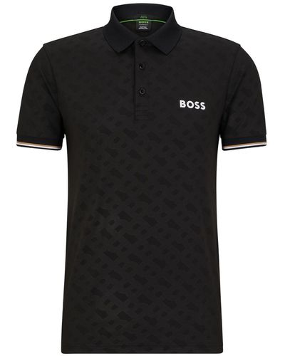 BOSS X Matteo Berrettini polo à motif monogrammé - Noir