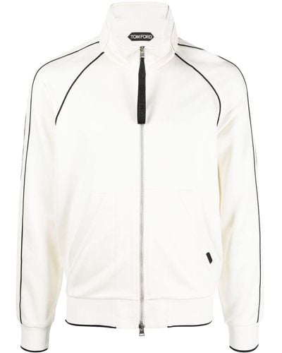 Tom Ford Veste zippée à patch logo - Blanc