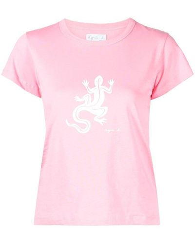 agnès b. Lizard-print Short-sleeve T-shirt - Pink