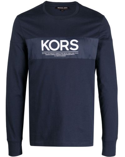 Michael Kors Logo-tape Cotton T-shirt - Blue