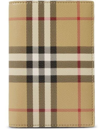 Burberry Checkered Leather Passport Holder - Natural