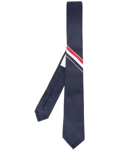 Thom Browne Grosgrain Stripe Tie - Blue