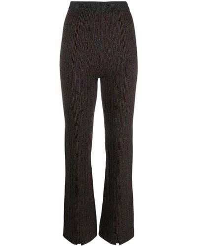 Claudie Pierlot Striped High-waist Straight-leg Trousers - Black