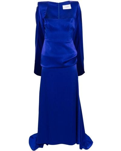 Alex Perry Satin-finish Cape Gown - Blue
