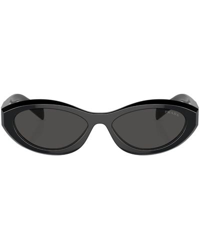 Prada Sonnenbrille mit ovalem Gestell - Schwarz