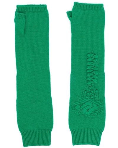 Barrie Cashmere Fingerless Mittens - Green