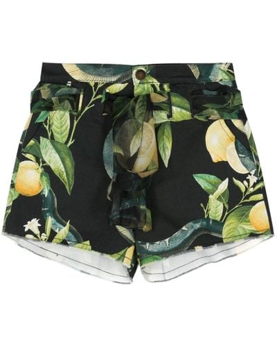 Roberto Cavalli Lemon-print Shorts - Green