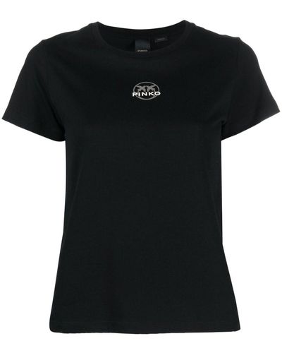 Pinko T-Shirt mit Logo-Print - Schwarz