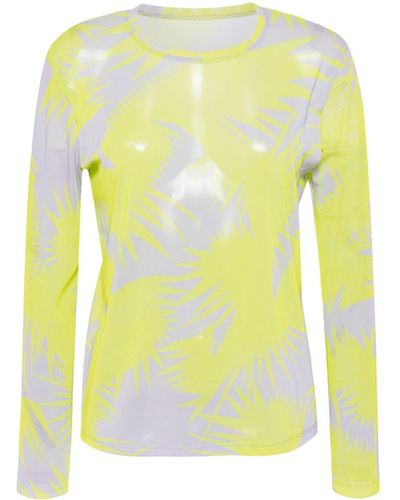 Pleats Please Issey Miyake Piquant Abstract-print Tulle T-shirt - Yellow