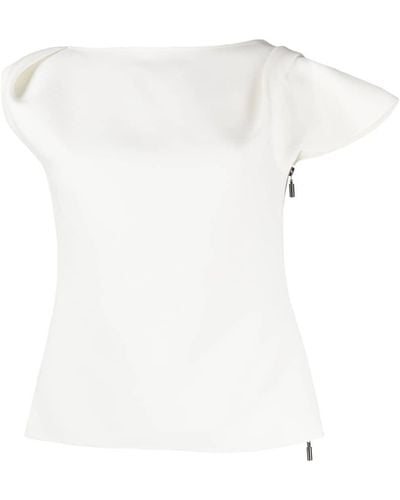 Maticevski Asymmetric cap-sleeved T-Shirt - Bianco