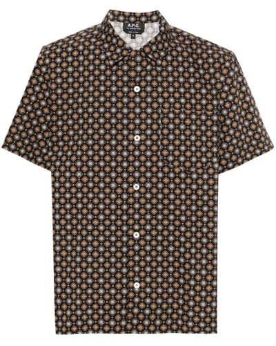A.P.C. Lloyd Overhemd Met Geometrisch Patroon - Zwart