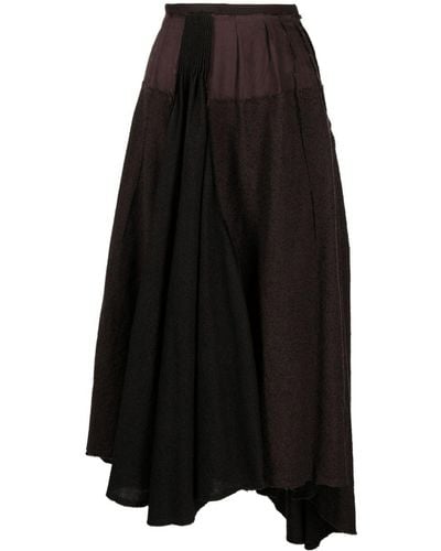 Ziggy Chen Asymmetric Virgin Wool Midi Skirt - Black