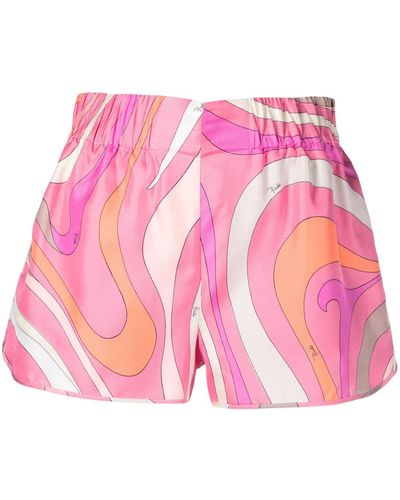 Emilio Pucci Marmo-print Silk Shorts - Pink