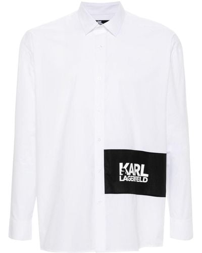 Karl Lagerfeld Chemise en popeline à logo imprimé - Blanc