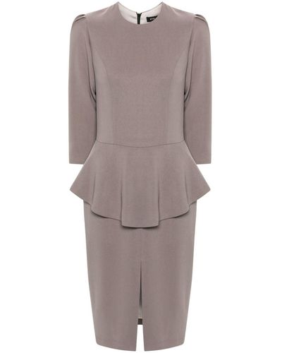 Styland Peplum-waist Midi Dress - Grey