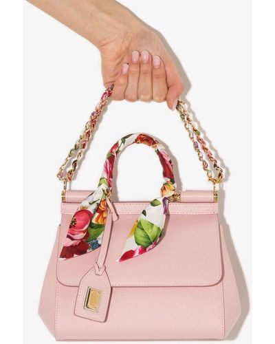 Dolce & Gabbana Small Sicily Scarf-detail Shoulder Bag - Pink