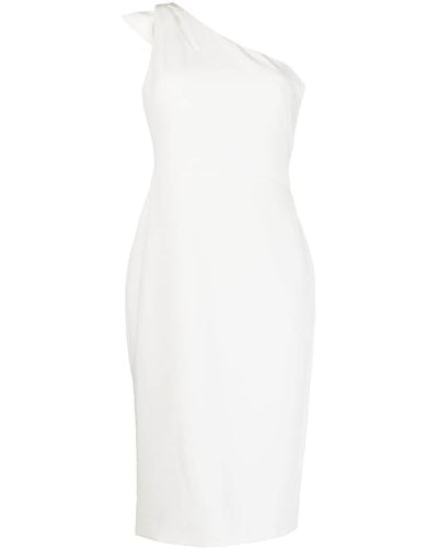 Marchesa Bow-detail One-shoulder Midi Dress - White