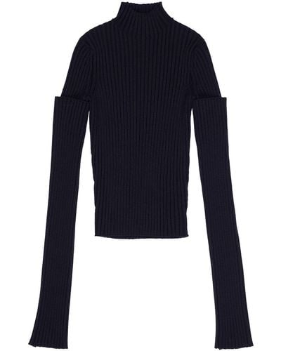 Balenciaga Roll-neck Fitted Sweater - Blue
