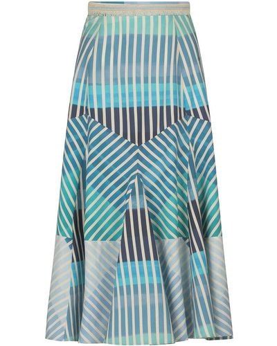 Silvia Tcherassi Madaini Striped Cotton Skirt - Blue