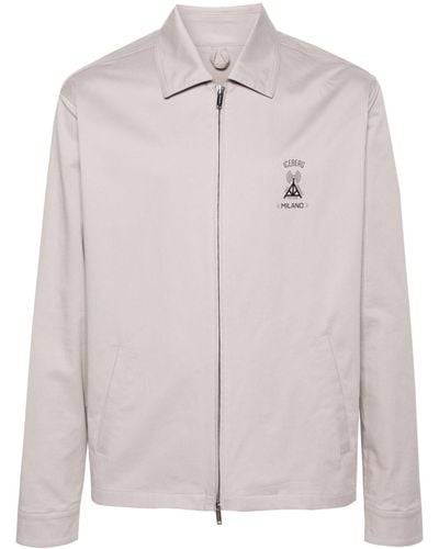 Iceberg Zip-up Twill Shirt Jacket - Grey