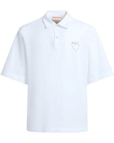 Marni Graphic-print cotton polo shirt - Weiß