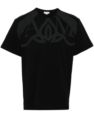 Alexander McQueen Half Seal-print Cotton T-shirt - Black