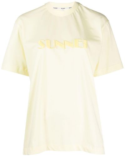 Sunnei T-Shirt mit Logo-Print - Natur